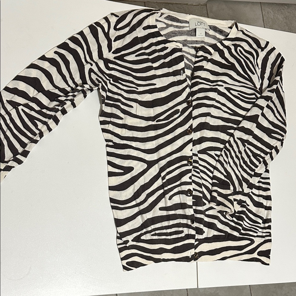 LOFT Black and White Animal Print Sweater